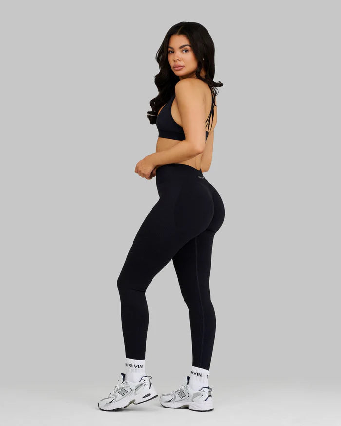Atenea - Leggings sculpting de tiro medio con frunce - Negro