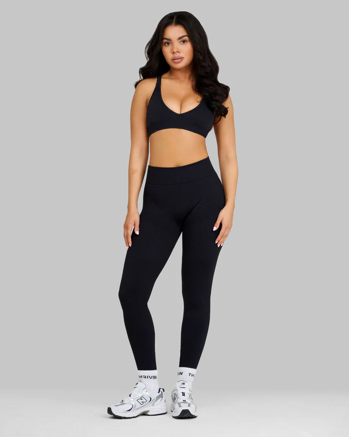 Atenea - Leggings sculpting de tiro medio con frunce - Negro