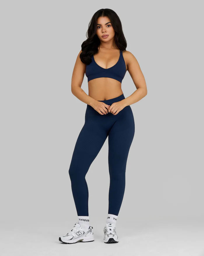 Atenea - Leggings sculpting de tiro medio con frunce - Azul