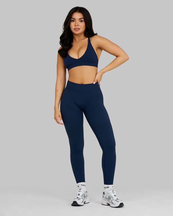 Atenea - Leggings sculpting de tiro medio con frunce - Azul