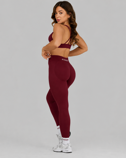 Atenea - Leggings sculpting de tiro medio con frunce - Vino Rojo