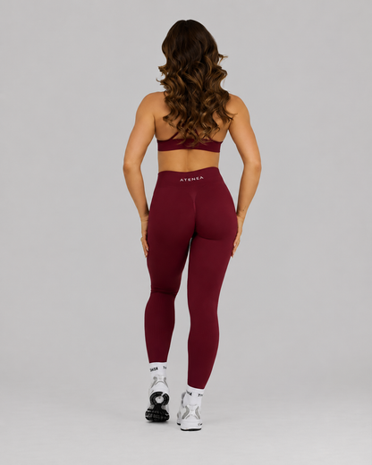 Atenea - Leggings sculpting de tiro medio con frunce - Vino Rojo