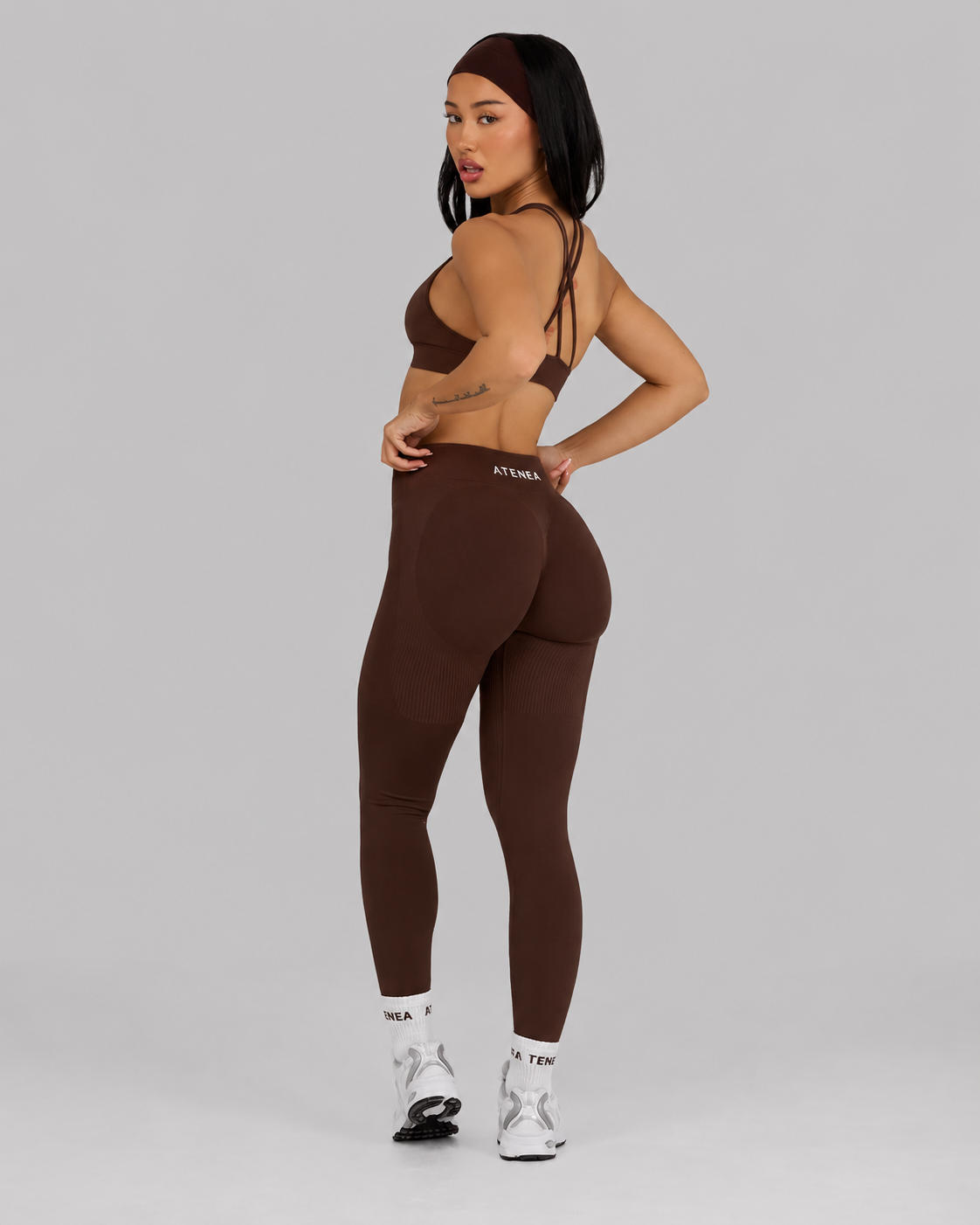 Atenea - Leggings sculpting de tiro medio con frunce - Marron