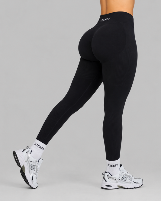 Atenea - Leggings sculpting de tiro medio con frunce - Negro