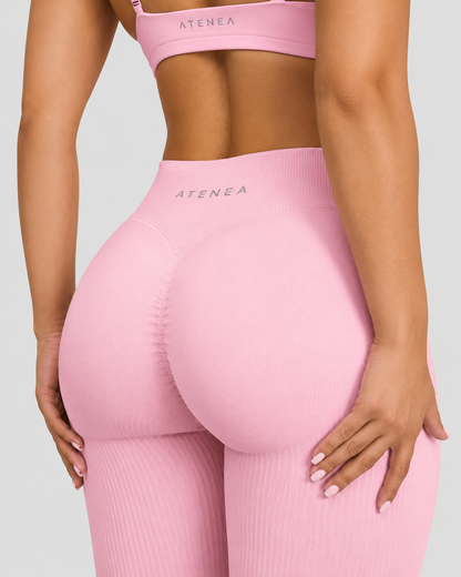Atenea - Pantalón acampanado sculpting de tiro medio con frunce - Rosa